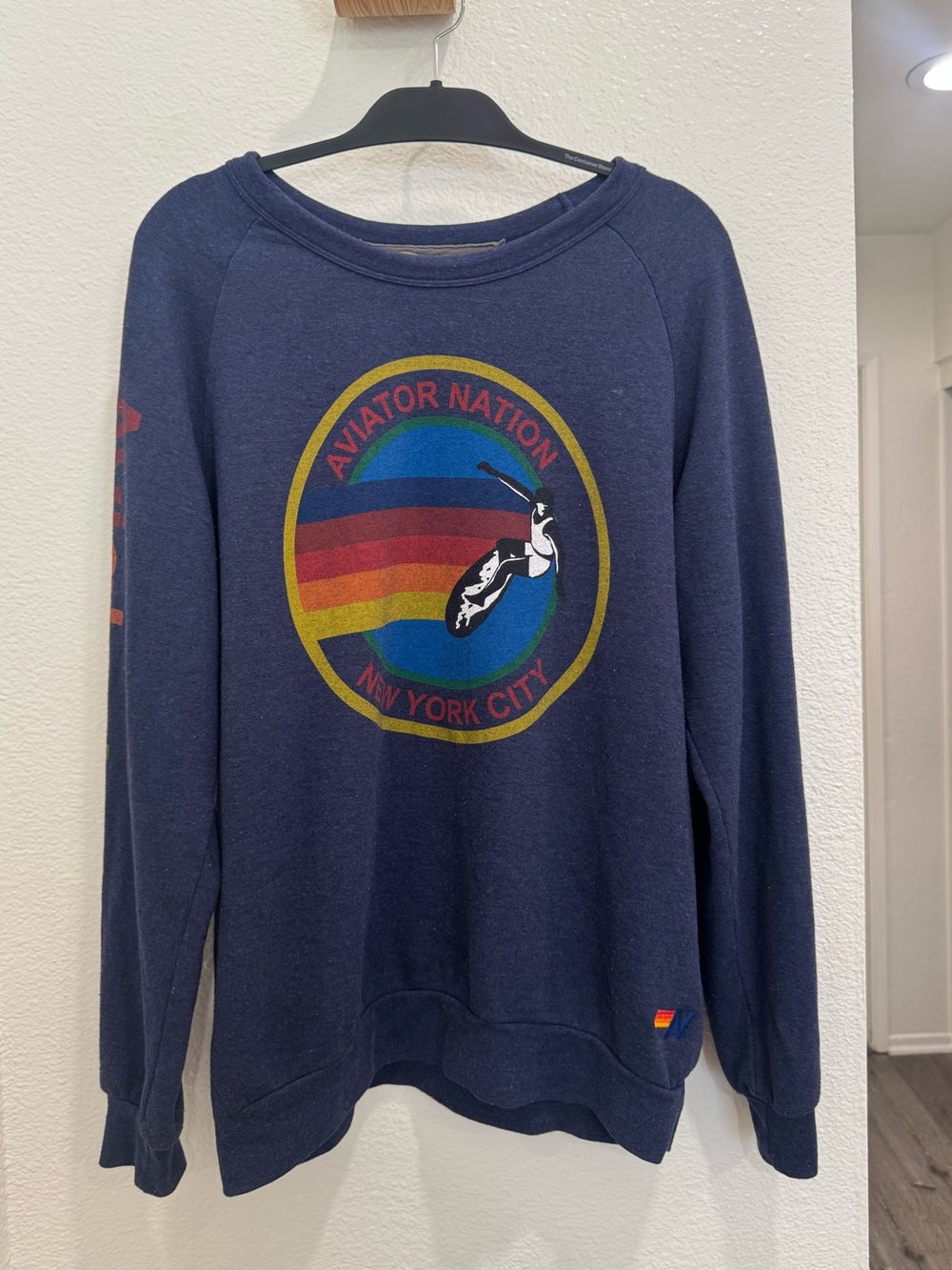 Aviator Nation Navy New York Graphic Crewneck. Size: Large.